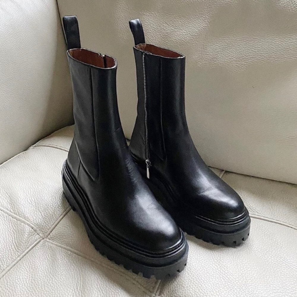 Zara lug sole leather boots